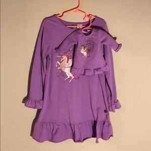 Dollie and me matching lavender unicorn nightgowns